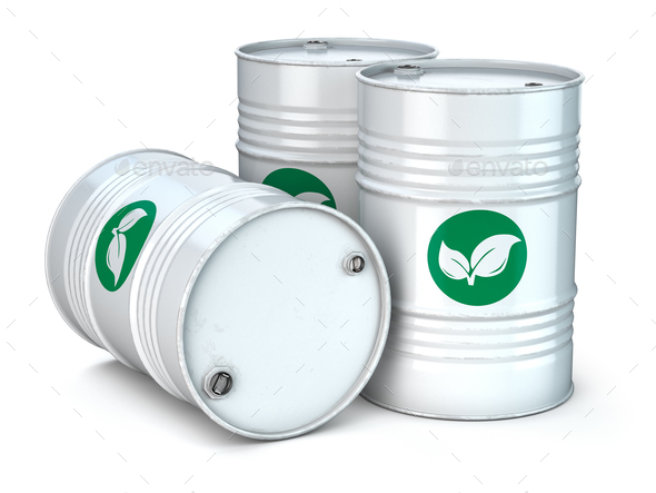 Bio Fuel Barrels Isolated On White Ecology Environment Protec Stock